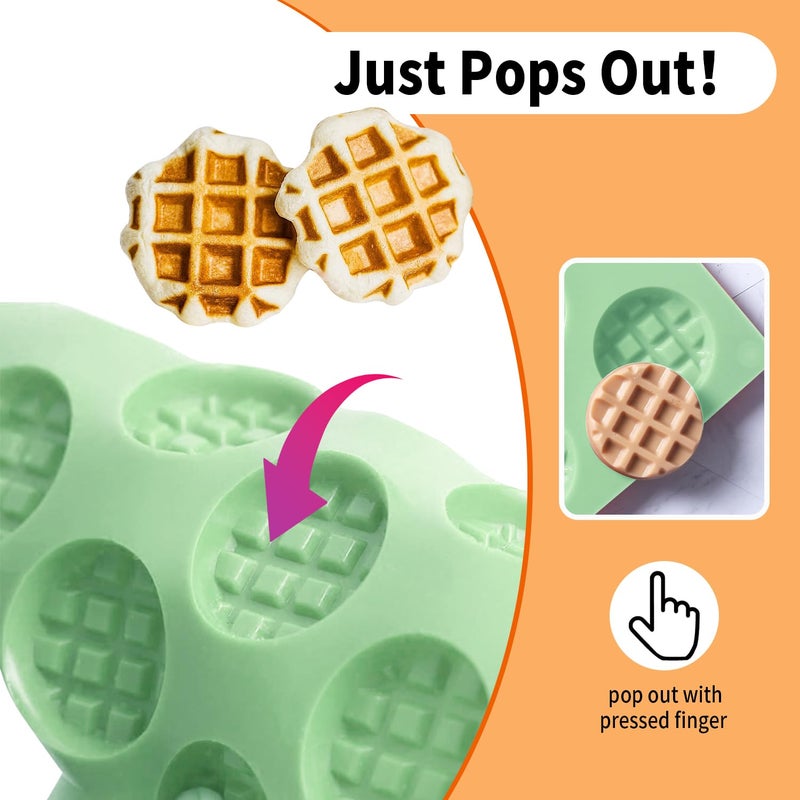 QELEG 2pcs Silicone Wax Melt Molds, 18 Cavities Mini Eggo Waffle Mold for Cookie, Chocolate, Candy and Gummy Mold - Image 3